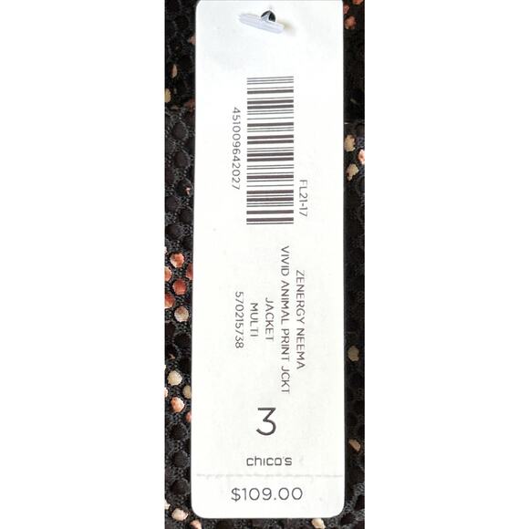 CHICO'S Zenergy Leopard Animal Print Jacket Plus Size 3 Full Zip NWT - Picture 8 of 9